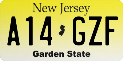 NJ license plate A14GZF