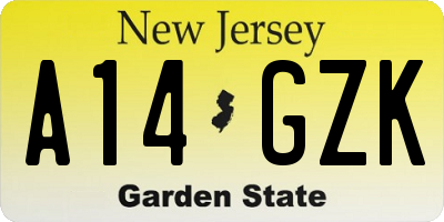 NJ license plate A14GZK