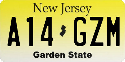 NJ license plate A14GZM