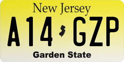 NJ license plate A14GZP