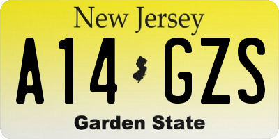 NJ license plate A14GZS
