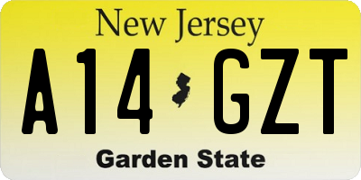 NJ license plate A14GZT
