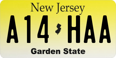 NJ license plate A14HAA