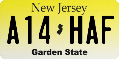 NJ license plate A14HAF
