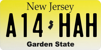 NJ license plate A14HAH