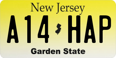 NJ license plate A14HAP
