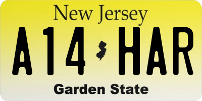 NJ license plate A14HAR