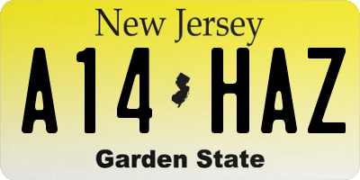 NJ license plate A14HAZ