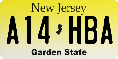 NJ license plate A14HBA