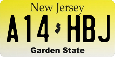 NJ license plate A14HBJ