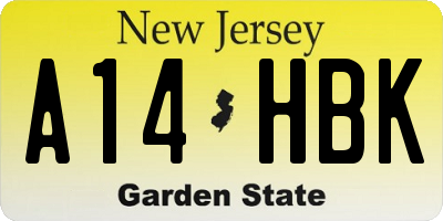 NJ license plate A14HBK