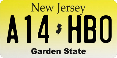 NJ license plate A14HBO