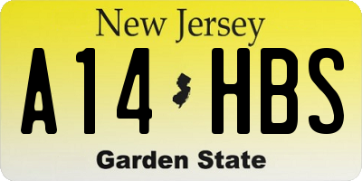 NJ license plate A14HBS