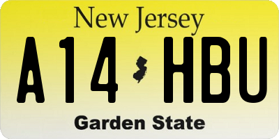 NJ license plate A14HBU