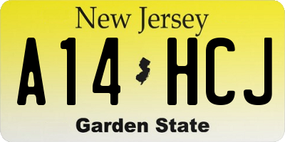 NJ license plate A14HCJ