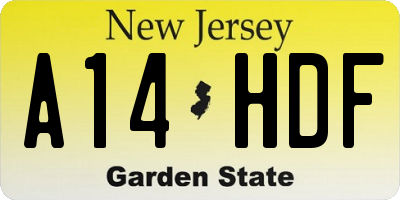 NJ license plate A14HDF