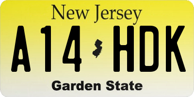 NJ license plate A14HDK
