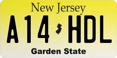 NJ license plate A14HDL