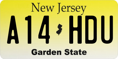 NJ license plate A14HDU