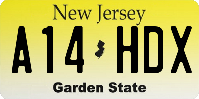 NJ license plate A14HDX