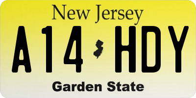 NJ license plate A14HDY