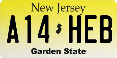 NJ license plate A14HEB