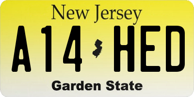 NJ license plate A14HED