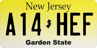 NJ license plate A14HEF