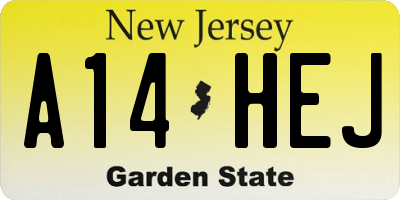 NJ license plate A14HEJ