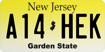 NJ license plate A14HEK
