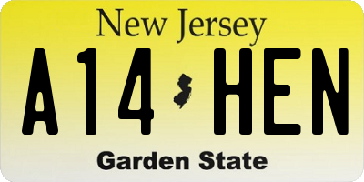 NJ license plate A14HEN