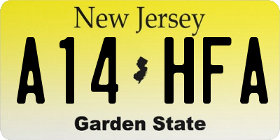 NJ license plate A14HFA