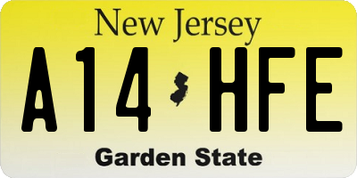 NJ license plate A14HFE