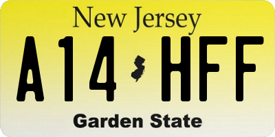 NJ license plate A14HFF