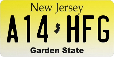 NJ license plate A14HFG