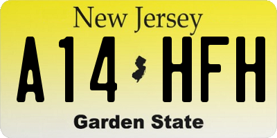 NJ license plate A14HFH