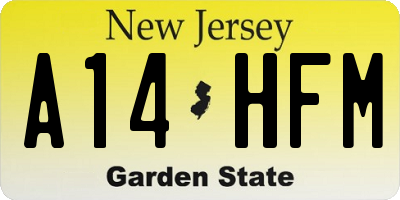 NJ license plate A14HFM
