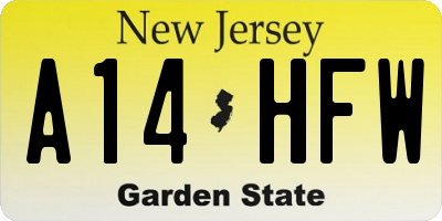 NJ license plate A14HFW