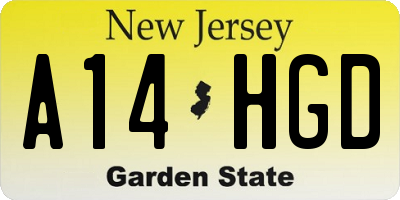 NJ license plate A14HGD