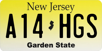 NJ license plate A14HGS