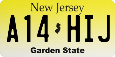 NJ license plate A14HIJ