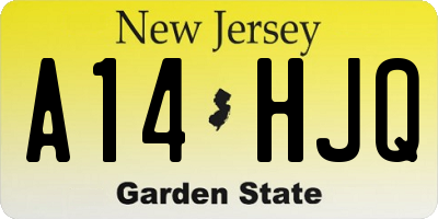 NJ license plate A14HJQ
