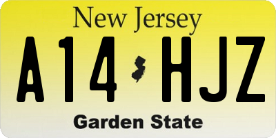 NJ license plate A14HJZ