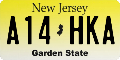 NJ license plate A14HKA