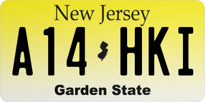 NJ license plate A14HKI