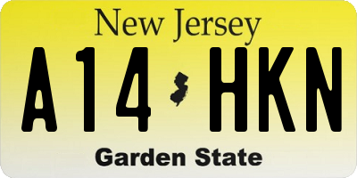 NJ license plate A14HKN