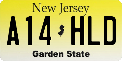 NJ license plate A14HLD