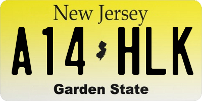 NJ license plate A14HLK
