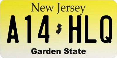 NJ license plate A14HLQ