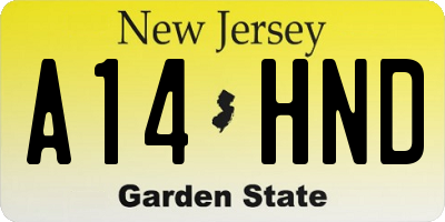 NJ license plate A14HND